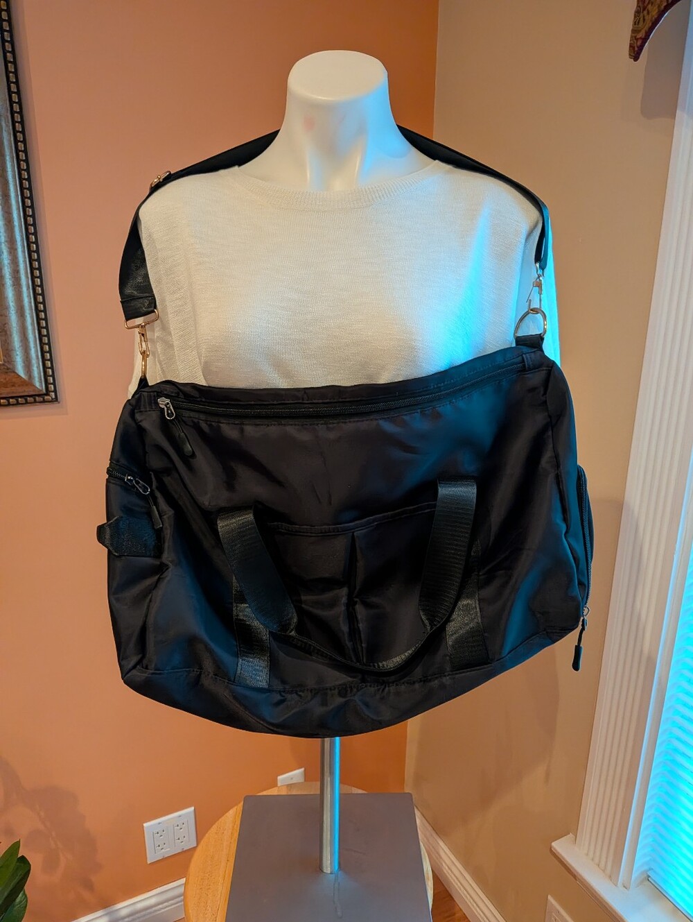 Black Men’s Weekend Duffel Bag with Shoulder Strap - Unbranded